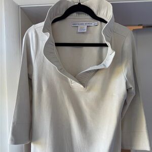 Gretchen Scott Suede Tunic Top with Ruffle Collar XL